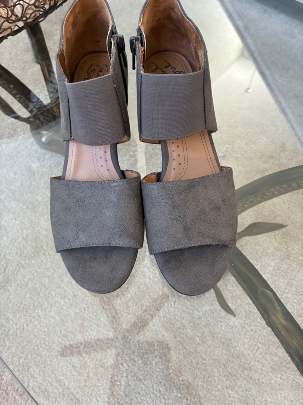 Women's aural Soul Gray Open-Toe Block Heel Sandals